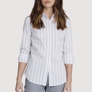 Kit And Ace White And Pink Striped Button Up Shirt Tailored Blouse Size 10